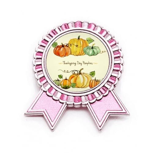 Broche rose motif citrouille Thanksgiving en métal ciselé accessoire de prestige M
