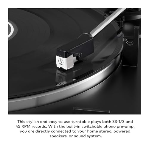 Audio-Technica AT-LP60X Fully Automatic Belt-Drive Stereo Turntable with Built-in Preamp and USB Output Vinyl Playback Bundle with 3-Inch Powered Studio Monitors Pair (Black) (3 Items)