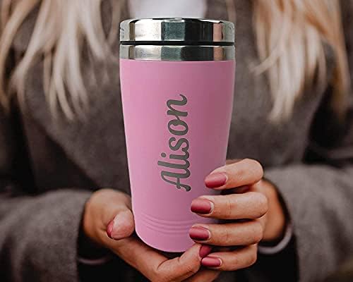 Personalised Travel Mug Engraved Reusable Coffee Cups Personalised Mugs Vacuum Insulated Thermal Coffee Flask Hot Drinks Cup with Lid Men Dad Black