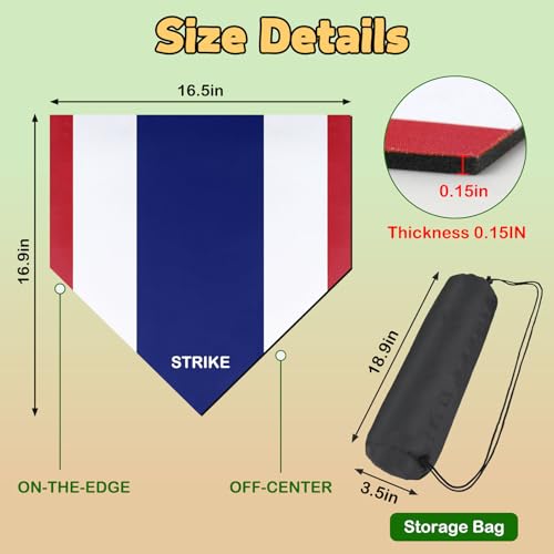 NVAAV Baseball & Softball Home Plate, 17 Inch Tri-Color Highlights Zone Non-Slip Mat for Pitching & Hitting Practice, Portable Indoor Outdoor Pitchers Plate, Comes with A Portable Carry Bag (Blue)