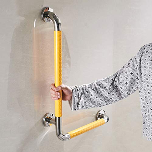 Barre d'appui de sécurité jaune angle droit pour douche et baignoire