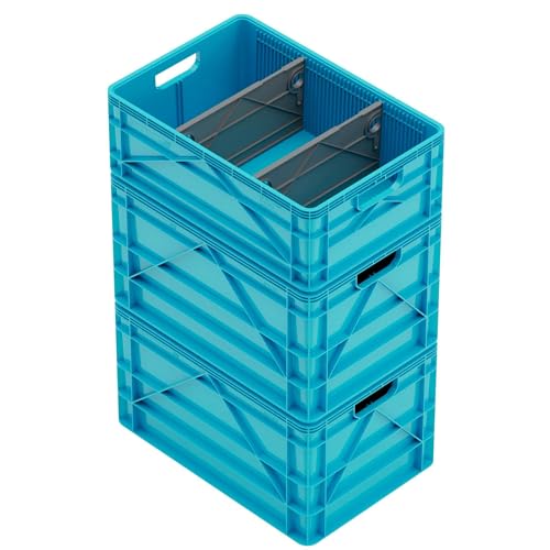 SIDIO Crate Basic Pack - 2 Full-Size & 1 Half-Size Heavy Duty Stackable Storage Bins, Totes and Containers with Dividers - Durable Plastic Organizer for Home, Office, Garage, and Outdoor Use by SIDIO - Used condition - US$133.00