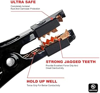 UL-Listed Jumper Cables - 2 Gauge 20 Feet Battery Jumper Cables for Car, Heavy Duty Booster Cables (2AWG x 20Ft) with Carry Bag, Safety Gloves and Iron Brush