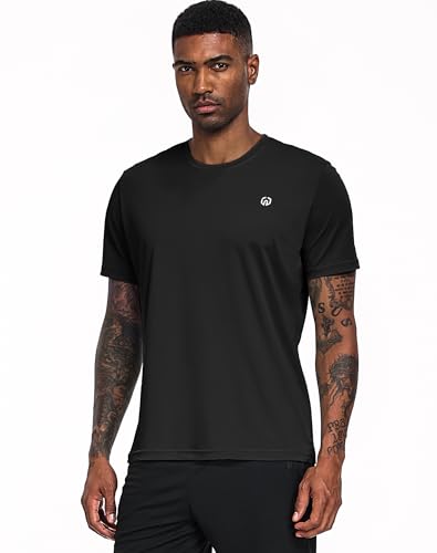 NELEUS Men's 3 Pack Running Shirt Gym Athletic Workout Shirts,5017,Black/Navy Blue/Dark Grey,XL