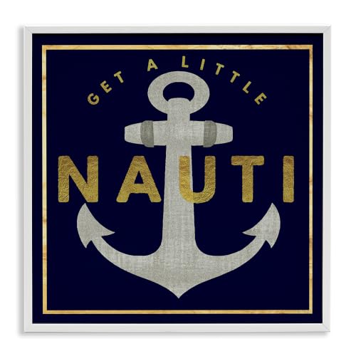 'Get Nauti Witty Nautical Anchor Phrase'| Framed Giclee Art