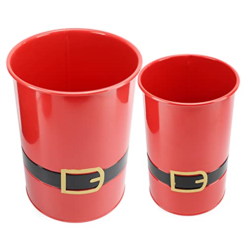 AuldHome-Design-Santa-Christmas-Greenery-Buckets-Set-of-2-Red-Santa-Pants-Nesting-Small-Medium-Size-Metal-Buckets-for-Christmas-Home-Decor AuldHome Design Santa Christmas Greenery Buckets Set of 2 Red Santa Pants Nesting Small Medium Size Metal Buckets for Christmas Home Decor