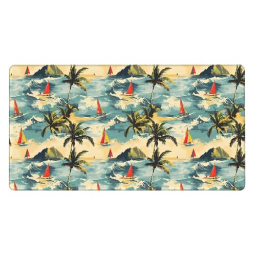 Tapis de souris de jeu avec bords cousus et base en caoutchouc motif voilier de haute qualité