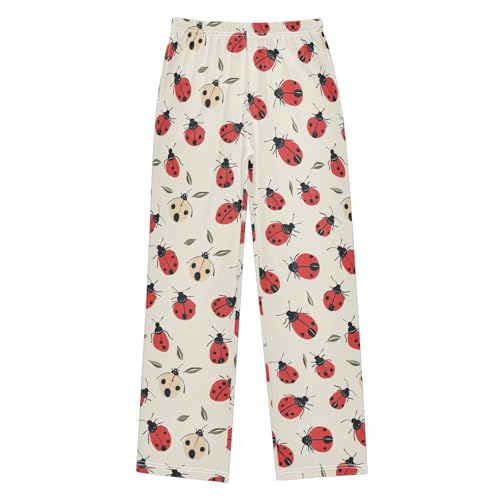 Boys' Pants Red White Ladybug Leaves Long Bottoms Jogger Pants Elastic Waist Trousers with Pockets S-XL
