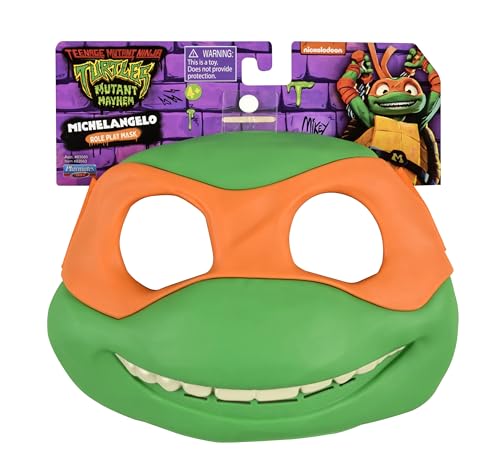 Giochi Preziosi – Maschera Michelangelo Tartarughe Ninja, Maschera Carnevale Michelangelo Con Elastico Per diventare la tua Tartaruga Preferita, Costume Ninja, Per Bambini A Partire Da 4 Anni