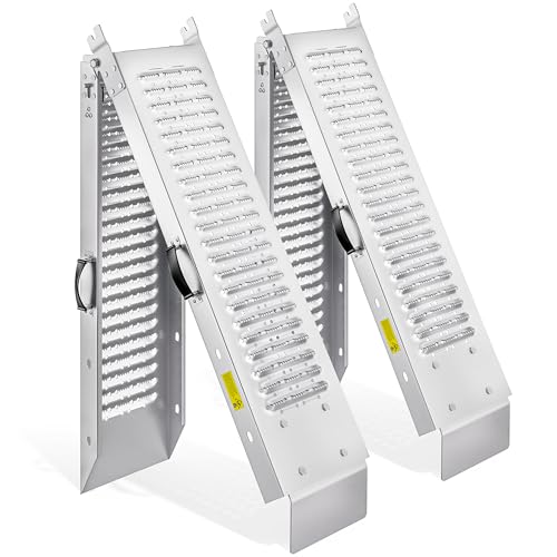 MONZANA® 2x Foldable Heavy Duty Loading Ramps Galvanised Steel Non-Slip 400kg Capacity Folding Motorbike Accessories Access Ramp ATV Quad Motorcycle Lawnmower Mobility Scooters Wheelchair Ramp