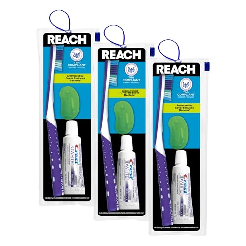 Reach Toothbrush Travel Kit, Soft Bristles | Multi-Angled | Pack of 3 | TSA-Friendly | Portable
