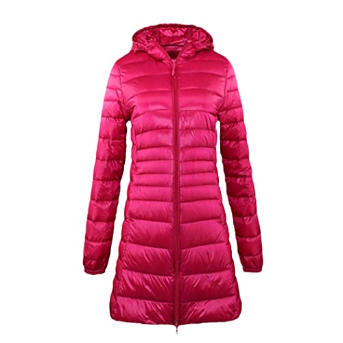 Manteau long en duvet rose pour les voyages et les balades hivernales confortables