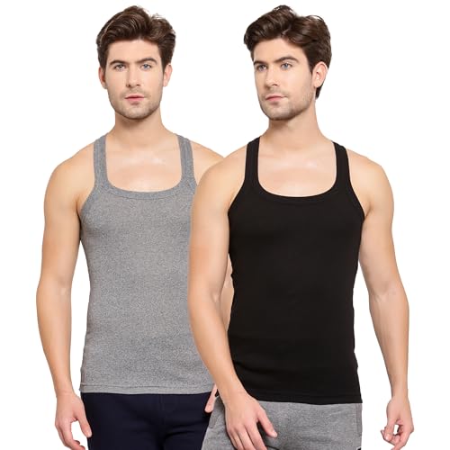 Image of sporto Macho Men's Pure Cotton Solid Multicolour Gym Vest Baniyan Innerwear | Pack of 2(Colour May Vary)