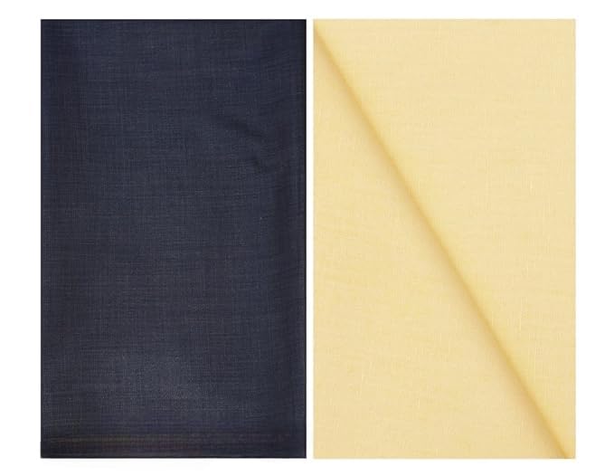 megisha Men's Premium Paint (PV) & Semi Lenan Cotton Unstitched Fabric (Blue -1.20 meter & Cream-2.25 Meter)-picture-10