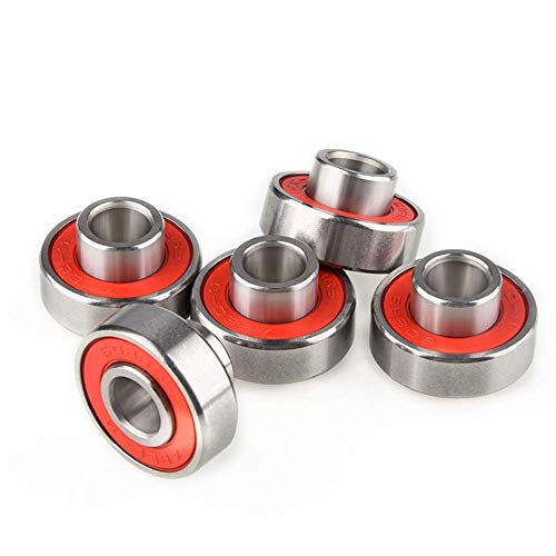 10 Pack 608-Rs (8Mm X 22Mm X 12.6Mm) Ball Bearing - Double Rubber Sealedslong Board One Bearing, Inline Skates, Scooters,Low Noise Motor Dedicated.red #TOP1