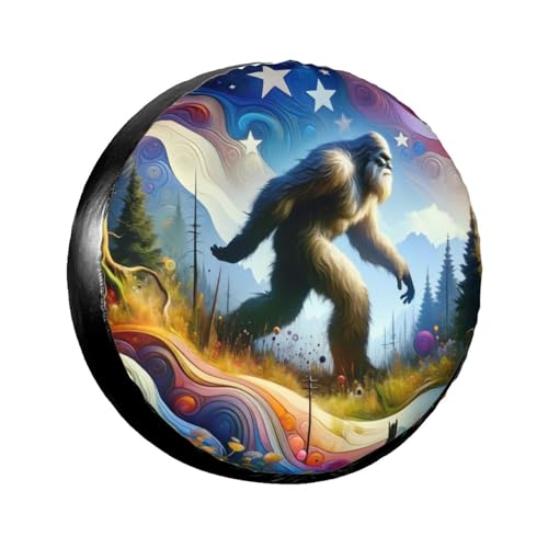 Artistic Bigfoot Spare Tire Cover, Wheel Covers Tire Protector Water-Resistant Dust-Proof Universal Fit for Rv Spare Tire Cover Trailer SUV Camper Vehicle 15