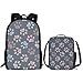 HUGS IDEA Lot de 2 sacs à dos d'école pour enfants avec sac à déjeuner thermique, sac à dos en toile durable, Pattes d'animaux., 17 inch (2PCS Set), Organiseur de sac