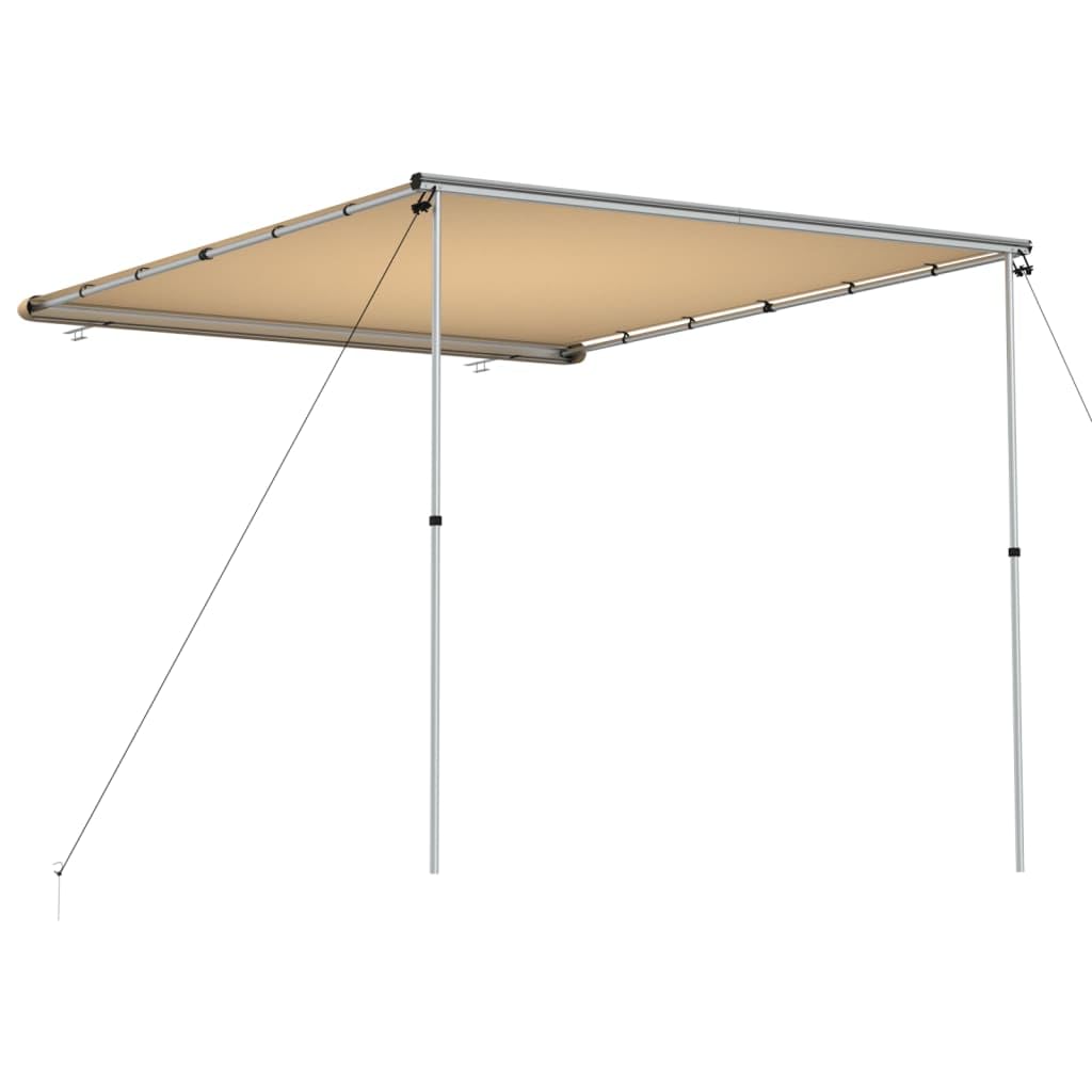 Wohnwagen-Markise Beige 2,4 x 3 x 2,15 m aus Aluminium und 160 g Polyester mit PVC, Zelt für Camping, Outdoor, Festival, Wanderung und Rucksack, wasserdicht mit Aufbewahrungstasche