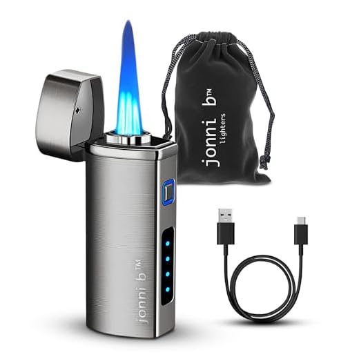 One Touch Gray 3-Flame Butane Cigar Lighter with Electronic Firing
