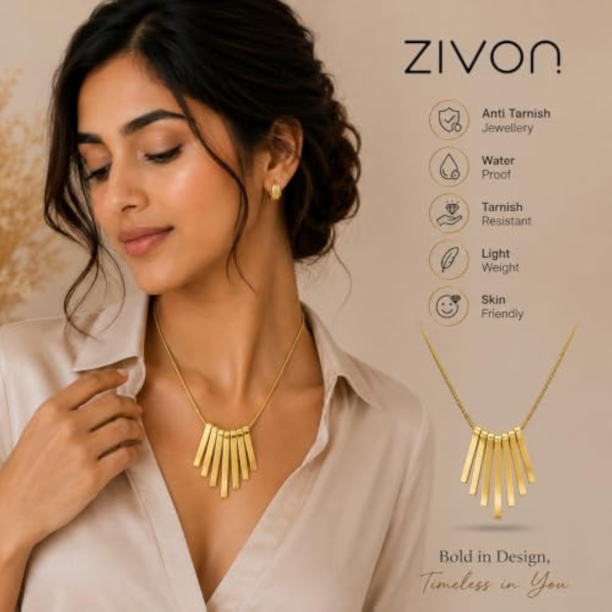 18K Cascade Necklace for Women and Girls, Elegant Design