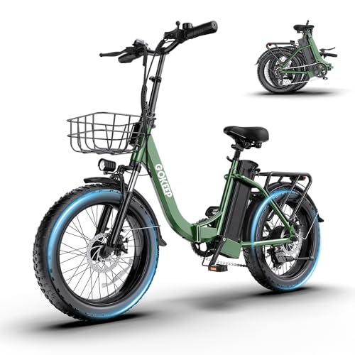 GOKEEP 1300W Folding Electric Bike, 75 Miles PAS Range, 52V