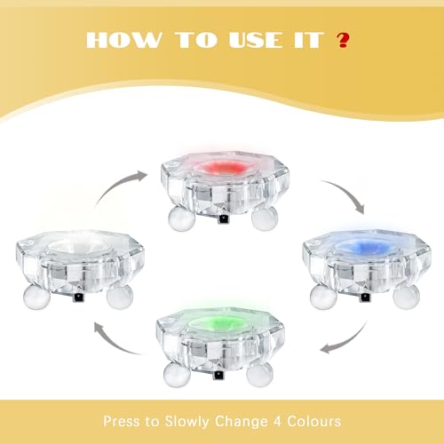 Image of ZEERSHEE Crystal LED Light Base Flat Top for 3D Crystal Glass Resin Art Multicolor Octagon Display Stand USB Only