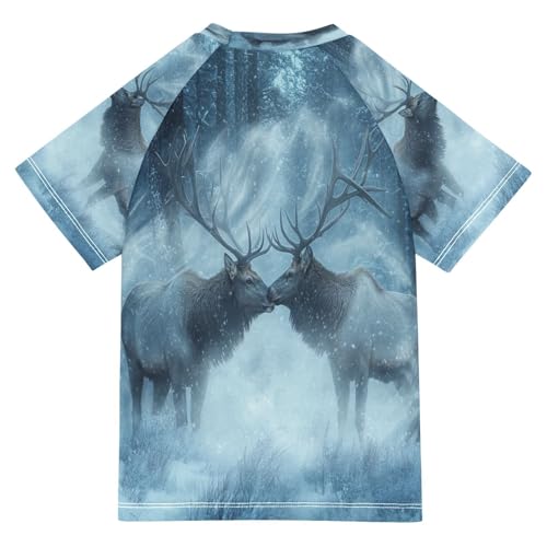 Kids Swimsuit Yak Deer Snow Real Sunscreen T-Shirts Swimwear Sets UPF 50+2