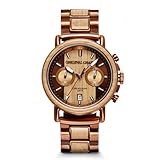Original Grain Men's Whiskey Espresso Chrono 44mm |Analog Watch | Alterra Chrono Collection, 316L Stainless Steel, Adjustable Watch Band | Reclaimed Whiskey Barrel Wood