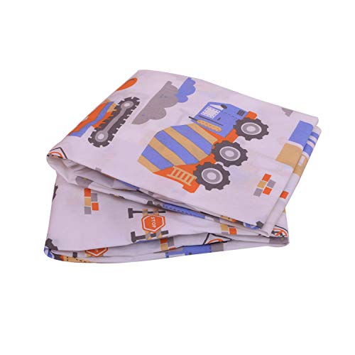 2 Pack Crib Fitted Sheets - Construction Multicolor - Silky Soft Breathable 100% Cotton Percale Baby Sheets - Fits Standard 28 X 52 X 5 Inches Crib & Toddler Mattresses #TOP2