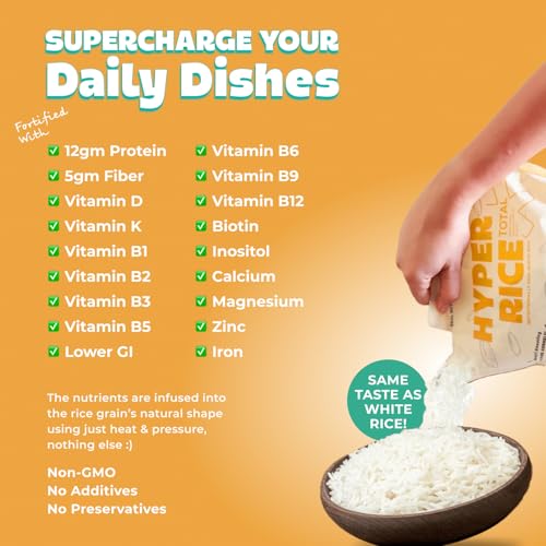 Image of RealNutriCo Hyper Rice, 2X High Protein Rice 4.5 kg | Low Carb High Dietary Fiber White Rice | For Whole Family | Better Portion Control | Non GMO | 14X Nutrition Boost