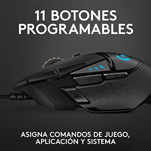 Logitech G G502 HERO Mouse Gaming Prestazioni Elevate, Sensore HERO 25K, 25.600 DPI, RGB, Pesi Regolabili, 11 Pulsanti Programmabili, Memoria Integrata, PC/Mac/Laptop, Nero