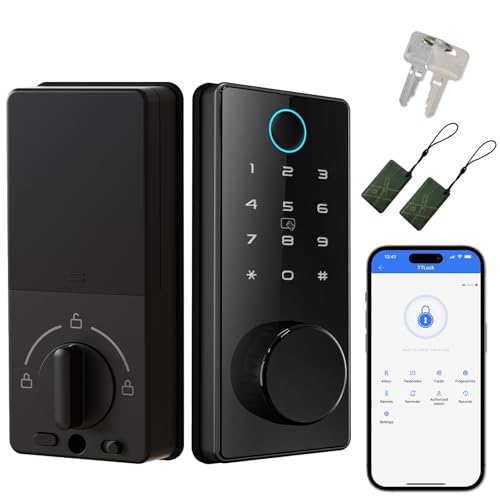 Keyless-Entry Fingerprint Smart Door Lock C87, Built-in Bluetooth, App Remote Control, Touchscreen Keypad, Card, Front Door Smart Lock Deadbolt, Auto Locking, Easy Installation, BHMA
