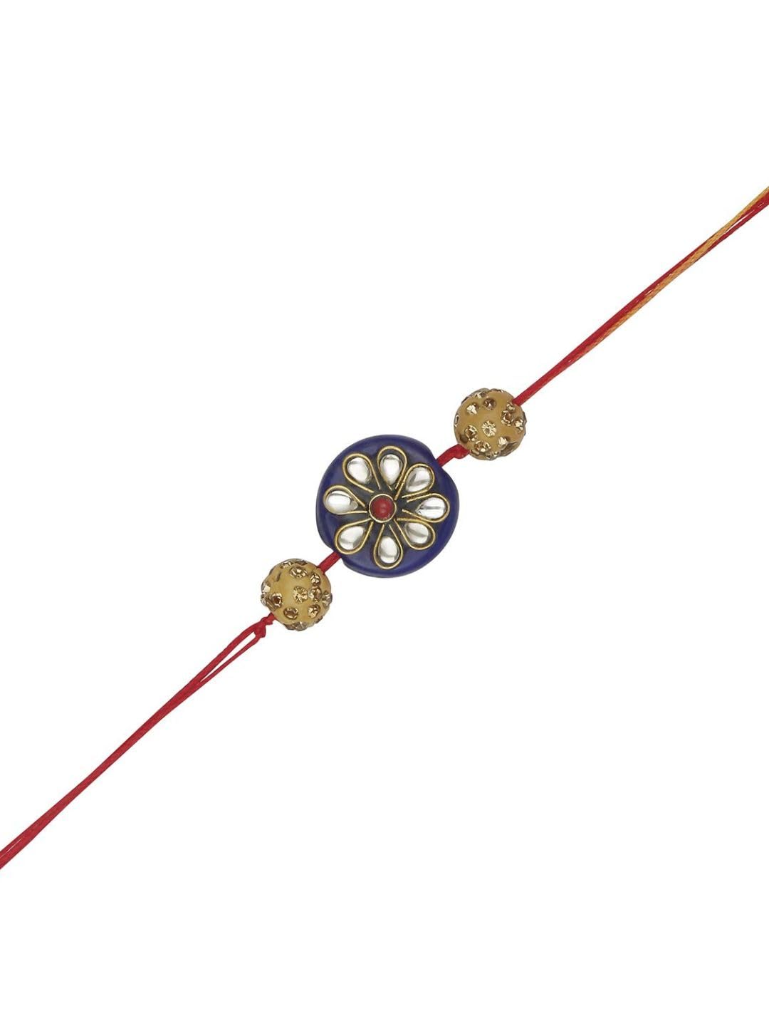 JWELLA Mens Traditional Blue Enamel Rhinestone Kundan Rakhi for Brother Pack of 1 with Roli Kumkum Packets and Happy Rakshabandhan Card || Latest Rakhi for Brother (B0D9JP379B) Amazon Price History, Amazon Price Tracker