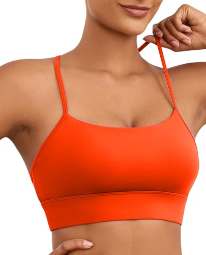 Image of Womens Y-Back Sports Bra, Weightless Padded Yoga Bra, Spaghetti Strap Low Impact Gym Top for Workout & Daily Wear