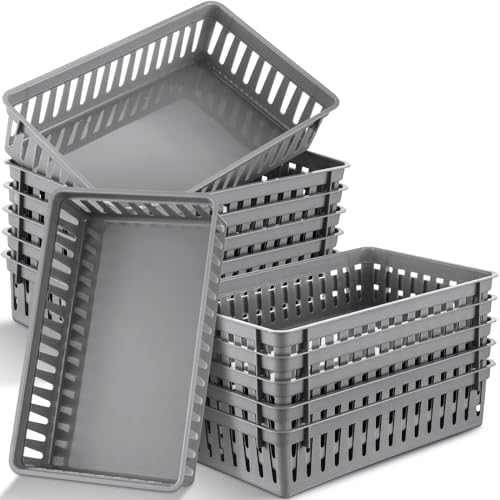 Wenqik Set of 12 Small Plastic Baskets for Organizing, Grey by Wenqik - Used condition - US$23.77