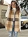 Tanming Women's Plaid Vest Brushed Flannel Sleeveless Shacket Shirt Jacket with Pockets(Brown-L)