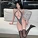 QNCLO Women's one-piece cosplay sexy jumpsuit underwear Japanese anime kawaii cute hollow out swimsuit tight fitting suit (grey1)