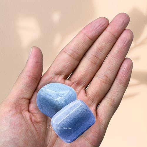 Image of Crystal Heaven Certified Blue Calcite Healing Tumbled Stone,Natural Polished Crystals For Diy Crafts,Manifestation,Meditation,Pooja Feng Shui And Reiki Healing(30 Grams)
