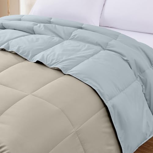 Image of Modern Threads Down Alternative Reversible Comforter Beige /Light Blue Queen