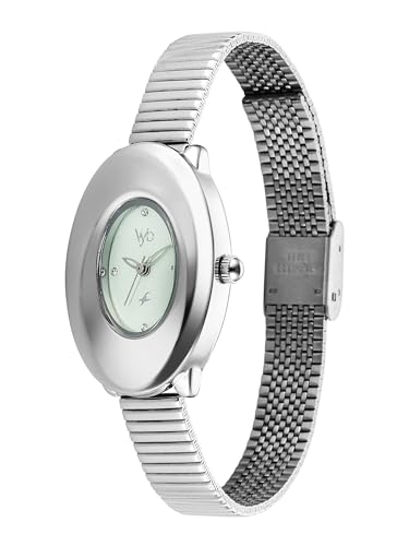 Image of Fastrack Vyb Runway with Quartz Analog Light Green Dial Steel Stainless Steel Strap Watch for Girls - FV60121SM01W