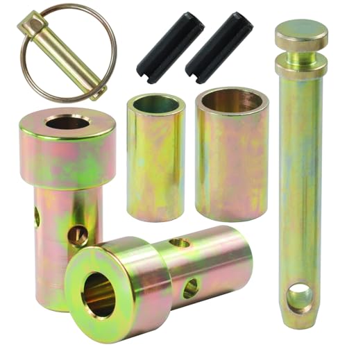 Image of [Upgraded] TK95029 Cat 1 Quick Hitch Adapter Bushings | Including S07070200 Top Link Pin and Heavy Duty Lynch Pin with Ring, Replaces S14114400 for Category I 3-Point Hitch Tractors