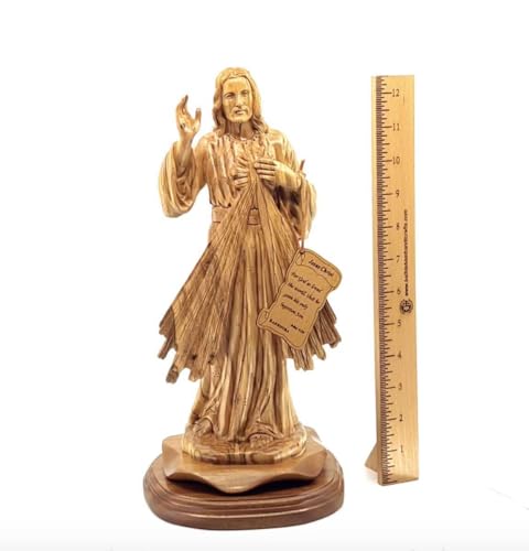 Estatua Divina Misericordia tallada en madera miniatura 7