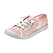 SUNNSEAN Sneaker Damen Leicht Flache Schuhe Atmungsaktive Stoffschuhe Elegante Frauen Schnürhalbschuhe Laufschuhe Sommer Herbst Outdoor Walkingschuhe Halbschuhe, Rosa, 41 EU