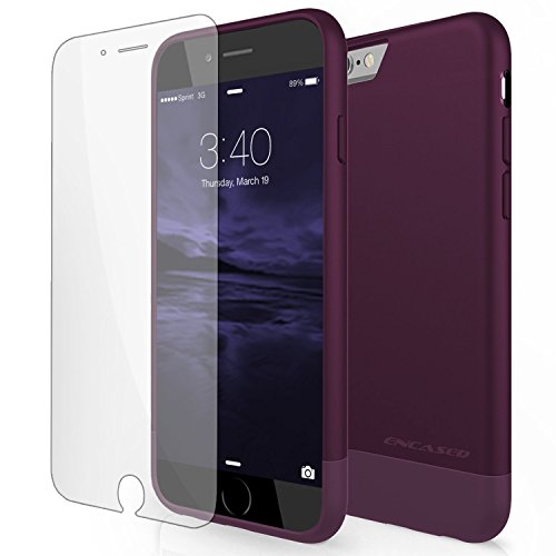 Encased Ultra Thin Slider Shell Case for iPhone 6/6s Purple with Screen Protection (Slim-fit design) (Merlot Purple)