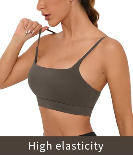 Image of Comper Sports Bra for Women Wirefree Racerback Workout Bras Sexy Thin Straps Yoga Sport Bras with Removable Pads