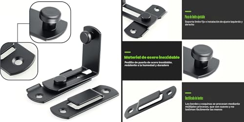 Miniatura 4 de Litensh Cerradura De Puerta Corrediza De Granero, Pestillo De Puerta Corredera 90 Grados De Acero Inoxidable, Pestillo Deslizante, Cerrojo Puerta Interior,Cerradura De Seguridad, 4 Pulgadas