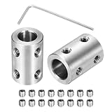 uxcell 8mmから8mmシャフトカプラーコネクターL22mm x D14mmスチールジョイントコネクター3DプリンターDIYエンコーダー用剛性スクリューカップリングセット 8本ネジ＆六角レンチ付き 2個