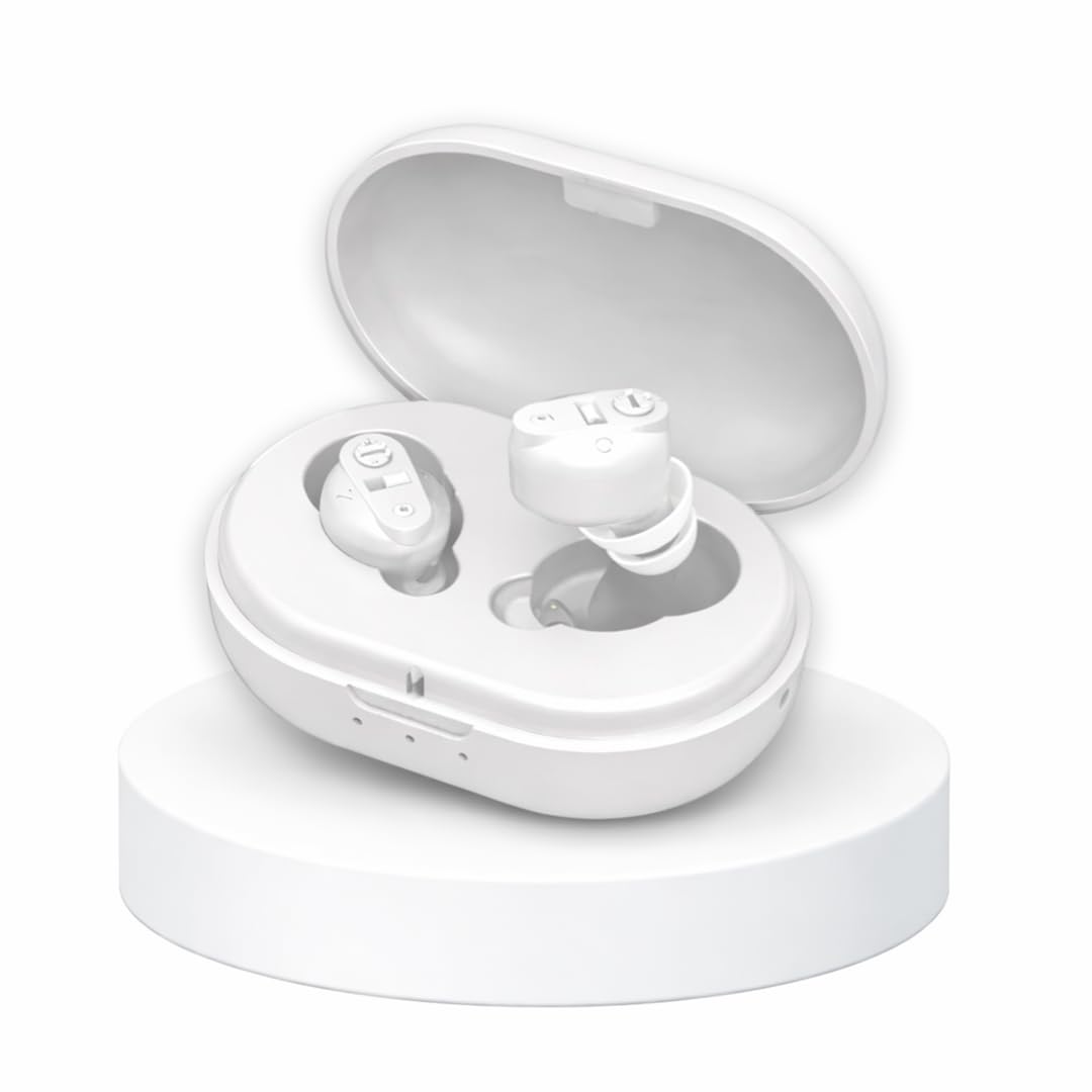 AIKA AG-7901 Wireless Hearing Aid Rechargeable Bud Sound Enhancement Both Ear Machine for Deaf and Hearling Loss People Suitable for upto 65% Hearing Loss (White)