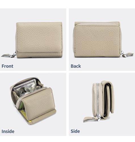 Unisex Pebble Leather Wallet, Women Wallet, Soft Compact RFID Blocking Card Holder with Zipper Coin Pocket, Credit Card Holder for Women, Small Purse for Men and Women (Gray)4