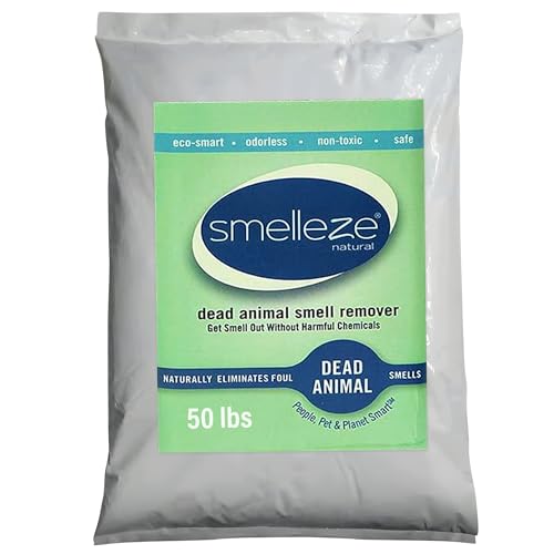 Image of SMELLEZE Dead Animal Odor Eliminator - Strong Odor Removal - 50 lb. Bag | Natural & Safe Indoor & Outdoor Use - Granules, 50 lbs.